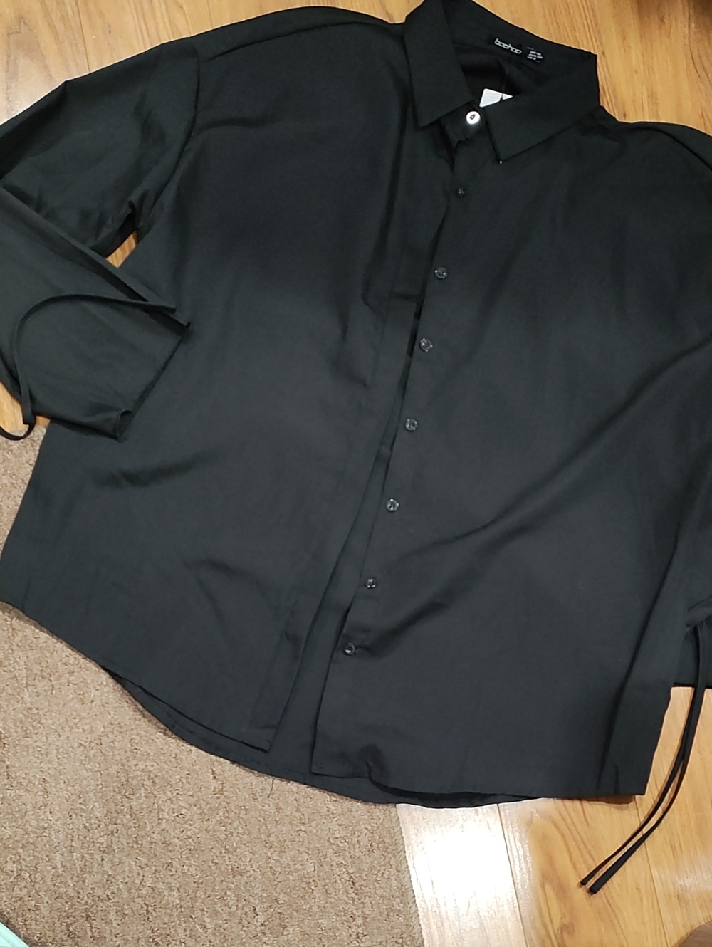 Boohoo Black Casual Button Down Shirt